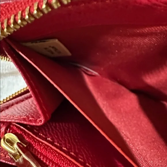 Coach ACCORDION ZIP WALLET Brown Red - Picture 5 of 6